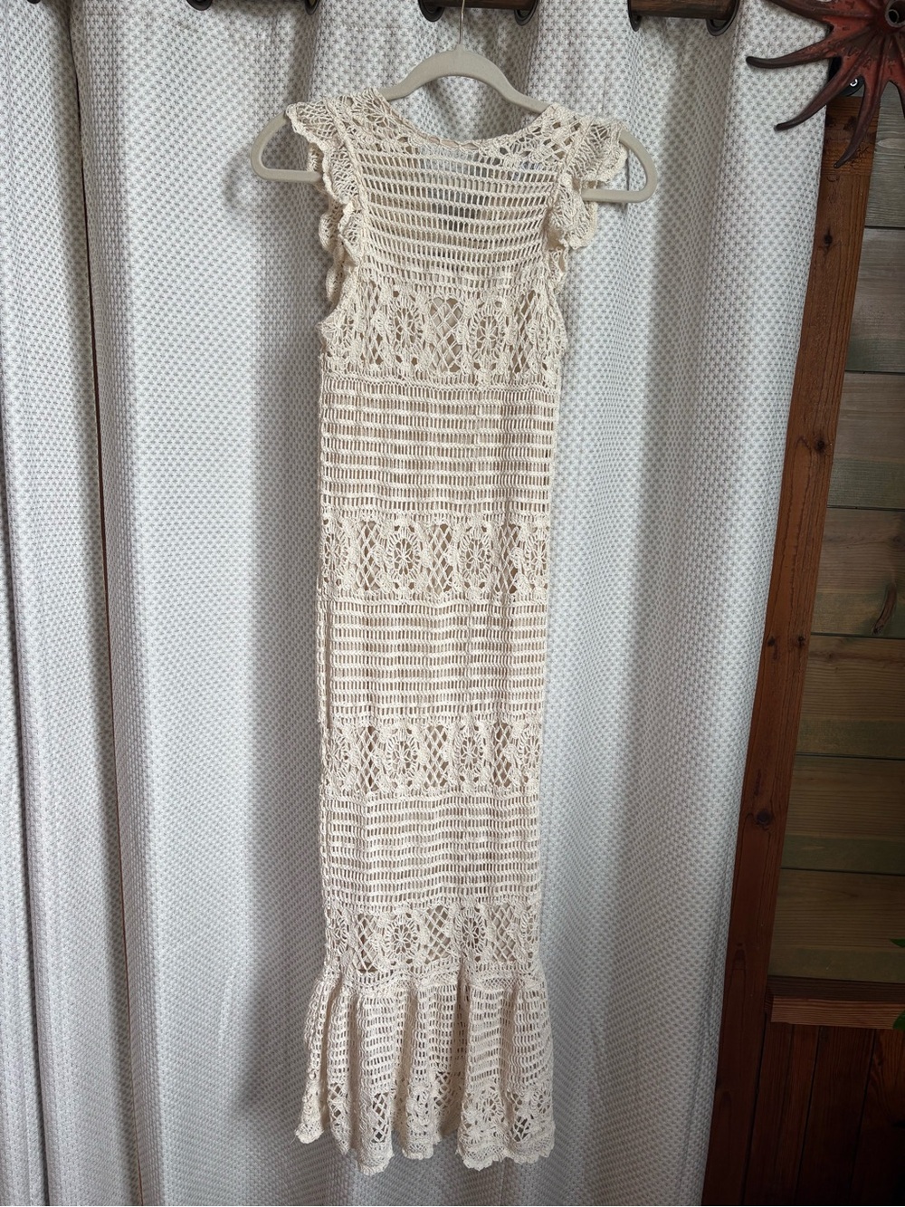 Handcrafted Crochet Maxi Dress in Cream